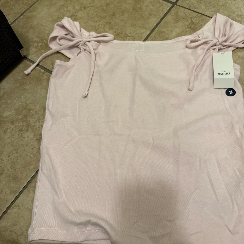 Hollister Light Pink Tie-Shoulder Blouse